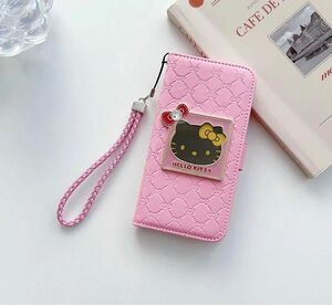 iphone12（12pro）ケース 手帳型ハローキティ HELLO KITTY アイホン スマホケースミラー付きカード収納