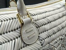 美品 Anya Hindmarch/アニヤ ハインドマーチ シドニー リボン レザー 編み込み ボストンバッグ ハンドバッグ 定価約13万_画像6