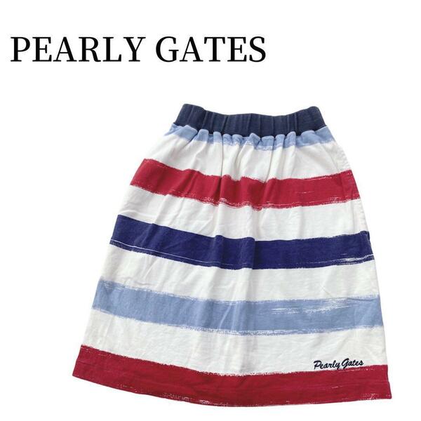 PEARLY GATES ボーダー ロゴ刺繍 スカート ゴルフウェア フリー