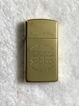 ZIPPO ジッポー SOLID BRASS ソリッドブラス 1992年製　slim スリム　中古品　金色　ゴールド　オイルライター_画像1