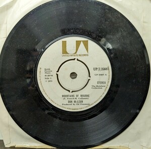  ☆DON McLEAN/MOUNTAINS OF MOURNE1973'IRELAND UNITED ARTISTS 7INCH