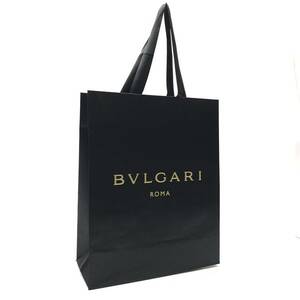 BVLGARI ブルガリ ショッパー 紙袋 手提げ袋 ショップ袋 ブラック 黒 金ロゴ 26.5×33cm 布張り ブランド 管理RY04