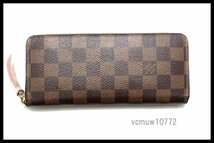 近年モデル希少美中古■LOUIS VUITTON ダミエ ポルトフォイユクレマンス レザー ラウンドファスナー 長財布 ルイヴィトン■1019rw4435130_画像1