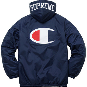 Supreme x Champion Sherpa Lined Hooded Jacket Sサイズ チャンピオン シェルパ インナーフリース フード ジャケット Navy ネイビー