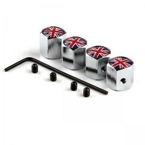 エアバルブキャップ MINI ミニクーパー UK イギリス国旗 盗難防止 ロック付き 4個セット