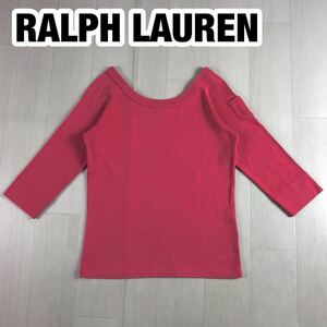 RALPH LAUREN ラルフローレン トップス L ピンク 七部袖 袖ポケット ラグラン