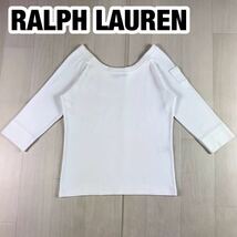 RALPH LAUREN ラルフローレン トップス L ホワイト 七分袖 袖ポケット ラグラン_画像1