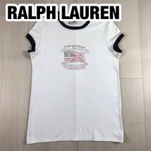 RALPH LAUREN POLO JEANS COMPANY ラルフローレン ポロジーンズ カンパニー 半袖Tシャツ S ホワイト×ネイビー プリント_画像1