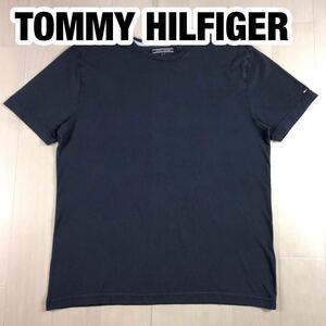 TOMMY HILFIGER トミー ヒルフィガー 半袖Tシャツ XL ネイビー 刺繍ロゴ シールプリント ビッグサイズ