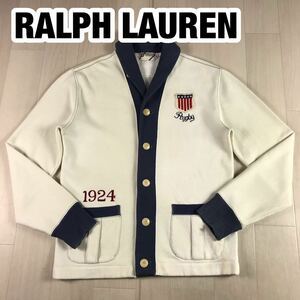 RALPH LAUREN RUGBY.CO ラルフローレン ラグビー コットンジャケット カーディガン M 170/92A マルチカラー 刺繍ロゴ ワッペン