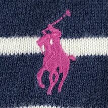 RALPH LAUREN ラルフローレン 長袖ニット S ボーダー柄 ネイビー×ホワイト 刺繍ポニー Vネック_画像5