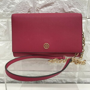 Tory Burch チェーン ショルダーバッグ レザー レッド [jgg]