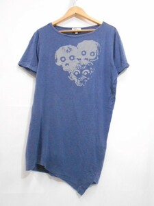 67 送60サ 1022%D03 Vivienne Westwood MAN ヴィヴィアンウエストウッドマン スカルプリント半袖Tシャツ テンセル混 日本製 サイズ46 中古