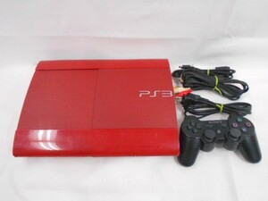 25 送80サ 1105%D02 PS3 250GB レッド Ver4.65 本体 コントローラブラック セット 中古品