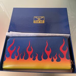 完売品 新品 クリームソーダ 青ファイヤーラウンドファスナー財布/ロカビリー パンク 666 ドライボーンズ ゴールデンロビー ピンクドラゴンの画像2