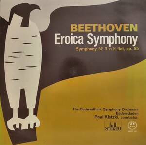 LP盤 パウル・クレツキー/Baden-Baden Sudwestfunk Sym 　Beethoven 交響曲3番「英雄」