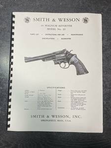 【S&W】.44 MAGNUM MODEL 29 Revolver Handgun Owners Manual Reproduction