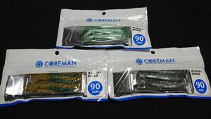 送料180円～ コアマン アルカリシャッド 90mm 3袋セット 沖堤イワシ イワシゴールド トウゴロウイワシ 新品2 デカカリシャッド 3.5インチ