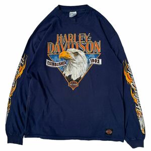 古着 USA製 Hanesボディ HARLEY-DAVIDSON ハーレーダビッドソン 長袖Tシャツ ロンT