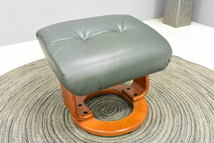 新品セミアニリン仕上げ本革パーソナルチェア GR色オットマン付きリクライニング1Pソファ椅子チェアおしゃれモダン北欧 家具:NW76H01-KC_画像7