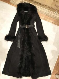 huma.h fox fur sheep leather ram leather mouton rare super long coat beautiful goods 