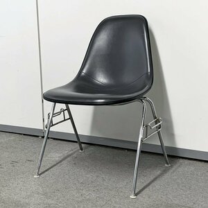 d◆【HermanMiller】サイドシェルチェア /ナウガレザー FRP エッフェルベース DSS イームズ Eames グレー ヴィンテージ