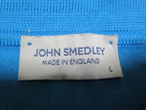 レア色!英国製!良好即決!JOHN SMEDLEY ジョン スメドレー メンズ 半袖 コットンニット スキッパー ポロシャツ ターコイズブルー系 size L _画像5