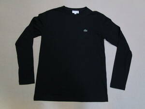 超特価!日本製!美品即決!LACOSTE ラコステ TH276EL メンズ 長袖 コットン クルーネック Tシャツ カットソー BLACK 黒 無地 size 3