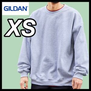 新品未使用 ギルダン GILDAN 8oz プルオーバー 無地トレーナー スウェット 裏起毛 グレー XSサイズ ビッグシルエット