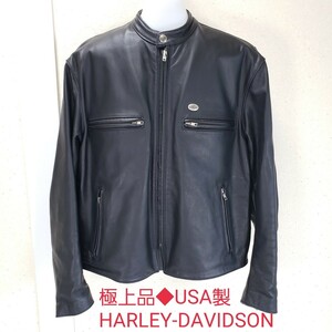  finest quality goods *USA made HARLEY-DAVIDSON Harley Davidson cow leather leather single rider's jacket ( men's L~XL) black black BLK