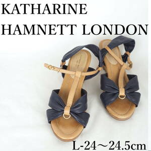 MK2098*KATHARINE HAMNETT LONDON*キャサリンハムネットロンドン*レディースサンダル*L-24〜24.5cm*紫