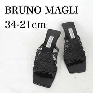 MK2133*BRUNO MAGLI*ブルーノマリ*レディースサンダル*34-21cm*黒