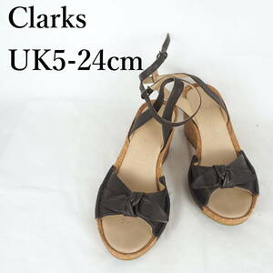 MK2322*Clarks*クラークス*レディースサンダル*UK5-24cm*こげ茶