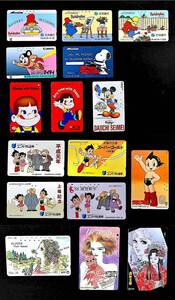  テレホンカード【使用済】漫画アニメキャラクターの絵柄カード16種類セット