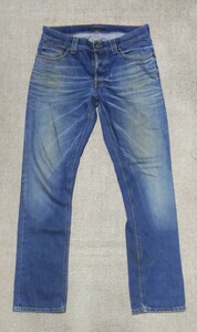 ◎雰囲気抜群◎ヌーディージーンズ GLIM TIM スキニーフィットビンテージUSED加工ストレッチデニム 32×32 イタリー製 Nudie Jeans