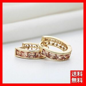 ピアス ゴールド フープ cz 茶 ブラウン 小ぶり シンプル レディース 韓国 クリスタル キュービックジルコニア キラキラ 綺麗 #C1056-8