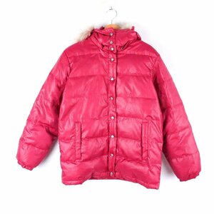  As Know As down jacket down coat long height hood fur plain L corresponding outer lady's free size pink AS KNOW AS