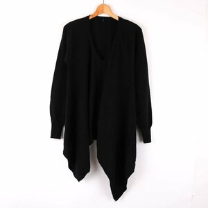  Benetton ensemble knitted sweater long sleeve wool . plain tops black lady's L size black BENETTON
