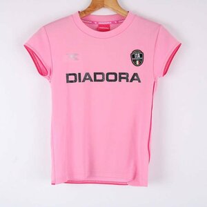 ディアドラ 半袖Tシャツ ロゴプリントT スポーツウエア プラクティスシャツ トップス レディース Sサイズ ピンク Diadora