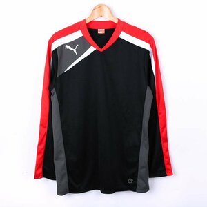 プーマ 長袖Tシャツ バックロゴ Vネック スポーツウエア メンズ Lサイズ ブラック PUMA