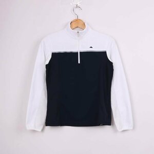 エレッセ 長袖Tシャツ ハーフジップ ハイネック バイカラー ゴルフウエア レディース Sサイズ ホワイト ellesse