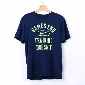 ナイキ 半袖Tシャツ ロゴT スポーツウエア ドライフィット メンズ Mサイズ ネイビー NIKE