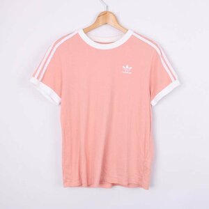 アディダス 半袖Tシャツ 袖ライン スポーツウエア コットン レディース Mサイズ ピンク adidas