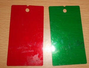 下敷き ミニタイプ 赤 グリーン 半透明 レッド 緑 中古 2枚