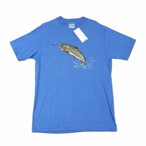 【デッドストック】80's L.L.Bean Brook trout Tシャツ L ブルー シングルステッチ Hanes Beefy USA製 ビンテージ 90s