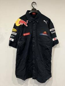 50 a◇z Red Bull racing PUMA レッドブル プーマ 刺繍 Mサイズ 支給品 半袖シャツ ピットシャツ F1 レーシング コレクター放出