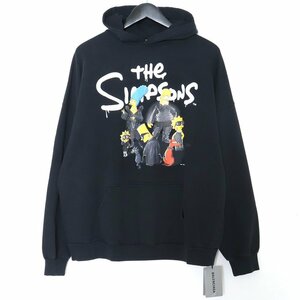 未使用 BALENCIAGA × THE SIMPSONS クラックプリント プルオーバーパーカー サイズ2 ブラック 675003 バレンシアガ ザシンプソンズ