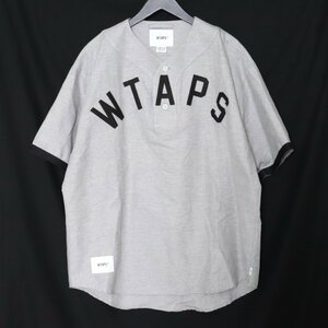 WTAPS 22SS LEAGUE SS COTTON FLANNEL ベースボールシャツ グレー サイズ2 221TQDT-SHM06 ダブルタップス