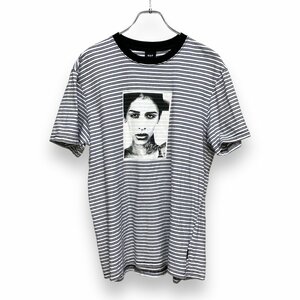 HUF 半袖プリントボーダーTシャツ サイズM ブラック ホワイト ハフ カットソー