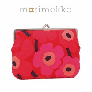 《マリメッコmarimekko／新品》がま口 マルチポーチ 小物入れ／PUOLIKAS KUKKARO ウニッコ MINI UNIKKO／037773 301／RED／MR001285